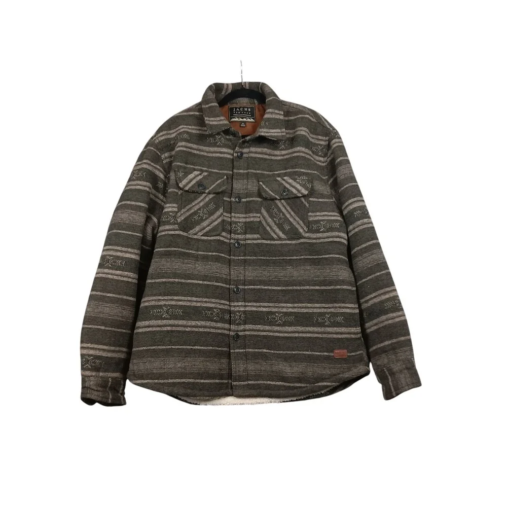 Jachs New York‎ Mens XL Sherpa Lined Flannel Shirt Jacket Coat Aztec